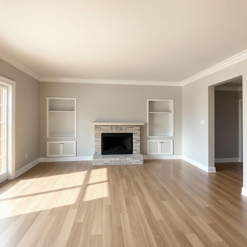 Freshly painted living room with clean trim lines